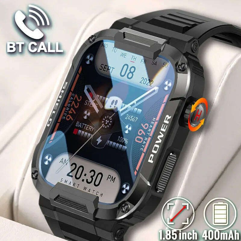 Men Smart Watch Military Healthy Monitor AI Voice Bluetooth Call Fitness Waterproof Sports Smartwatch for IOS Android Phone 2023 - KIMLUD