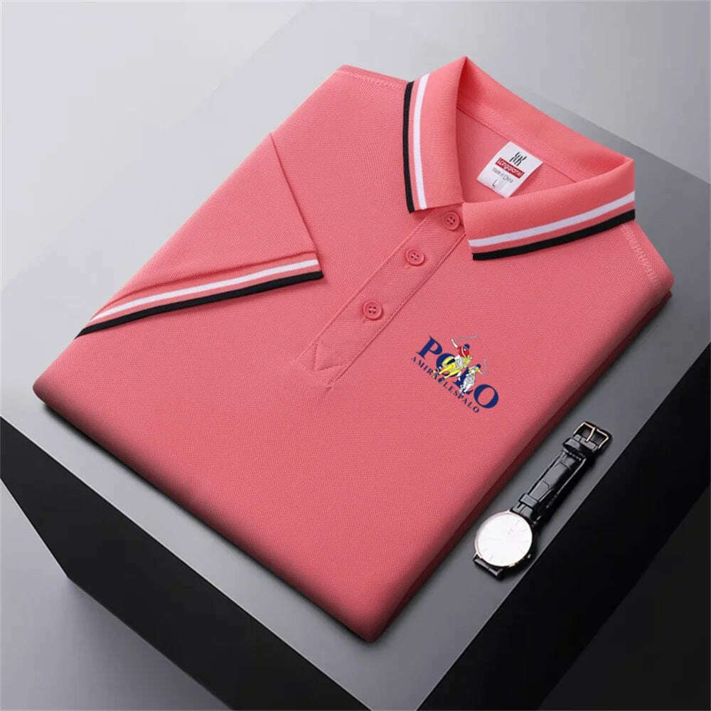 KIMLUD, Men's Breathable T-Shirt Business Casual Polo Shirt New Fashion Solid Color Comfortable Pullovers Short Sleeve Summer Wear, 1 / 5XL, KIMLUD APPAREL - Womens Clothes