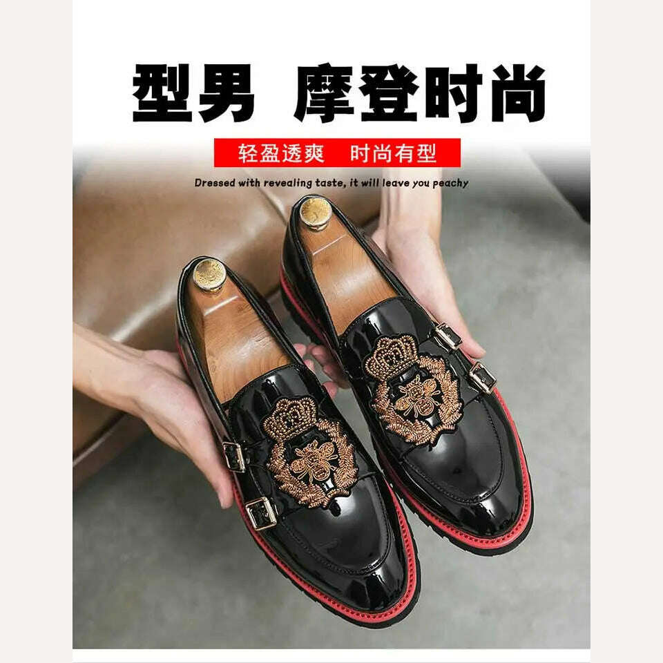 Men's Gentlemen's Dress Shoes Comfortable Luxury Embroidered Loafers 2023 Italian Style Men's Casual Shoes Large Size 38-48 - KIMLUD