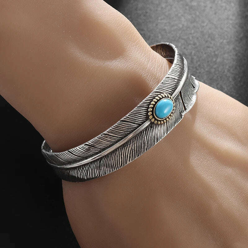 KIMLUD, Men's Personalized Retro Ethnic Animal Pixiu Bangles Men Women Cuff Bracelets Casual Jewelry Gifts, AL20560-Silver-Men, KIMLUD APPAREL - Womens Clothes