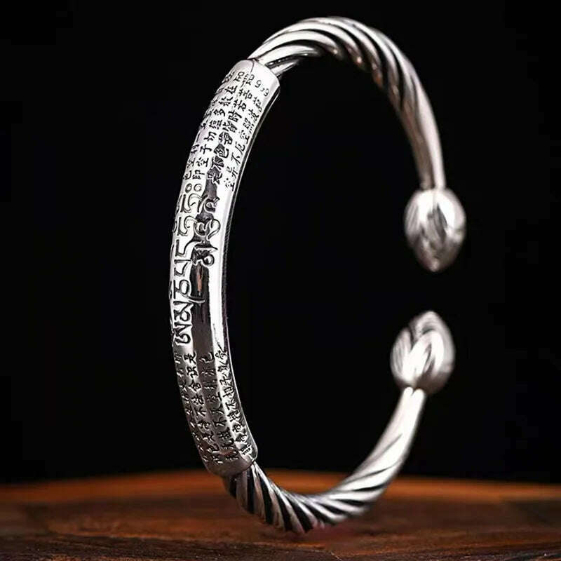 KIMLUD, Men's Personalized Retro Ethnic Animal Pixiu Bangles Men Women Cuff Bracelets Casual Jewelry Gifts, AL12807-Silver, KIMLUD APPAREL - Womens Clothes