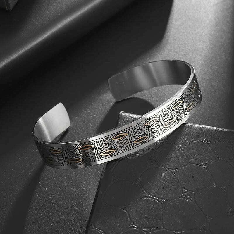 KIMLUD, Men's Personalized Retro Ethnic Animal Pixiu Bangles Men Women Cuff Bracelets Casual Jewelry Gifts, AL20624-Silver, KIMLUD APPAREL - Womens Clothes