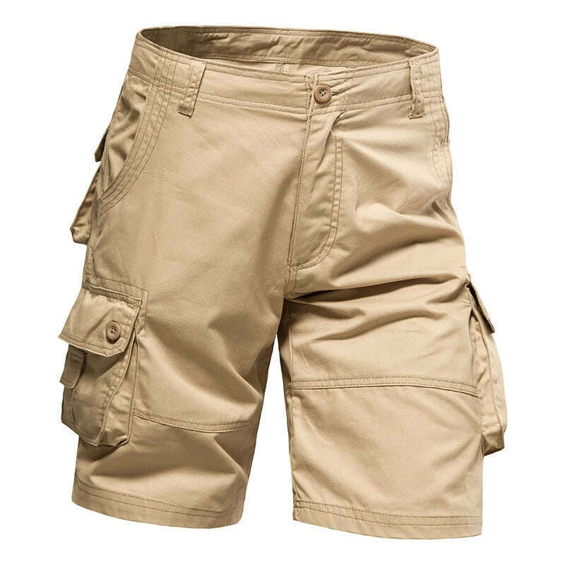 KIMLUD, Men's Shorts Loose Large Size Multi-Pocket Overalls Summer Cotton Comfortable Nickel Pants Outdoor Casual Sports Beach Pants, 001khaki / 44, KIMLUD APPAREL - Womens Clothes