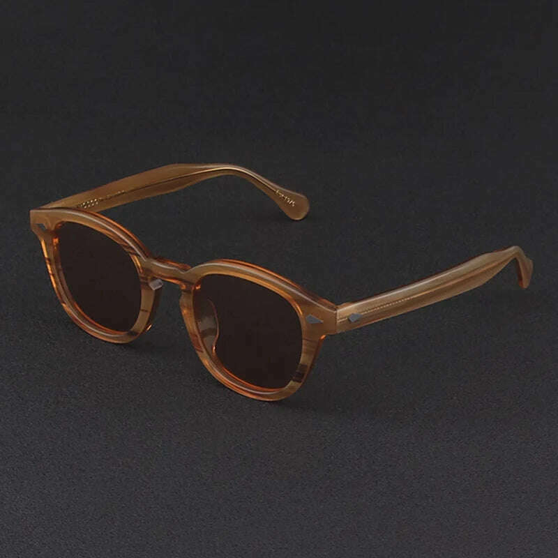 KIMLUD, Men's Sunglasses Lemtosh Woman Johnny Depp Polarized Sun Glasses Acetate Frame Luxury Brand Vintage Driver's Shade, linen-brown / Size 49mm no box, KIMLUD Womens Clothes