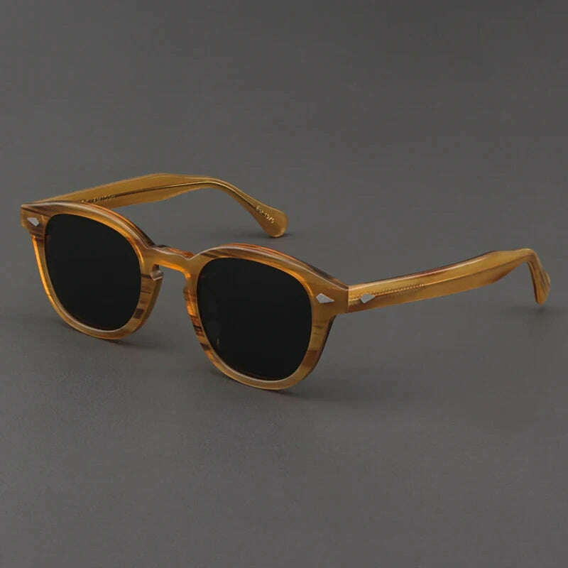 KIMLUD, Men's Sunglasses Lemtosh Woman Johnny Depp Polarized Sun Glasses Acetate Frame Luxury Brand Vintage Driver's Shade, linen-gray / Size 49mm no box, KIMLUD Womens Clothes