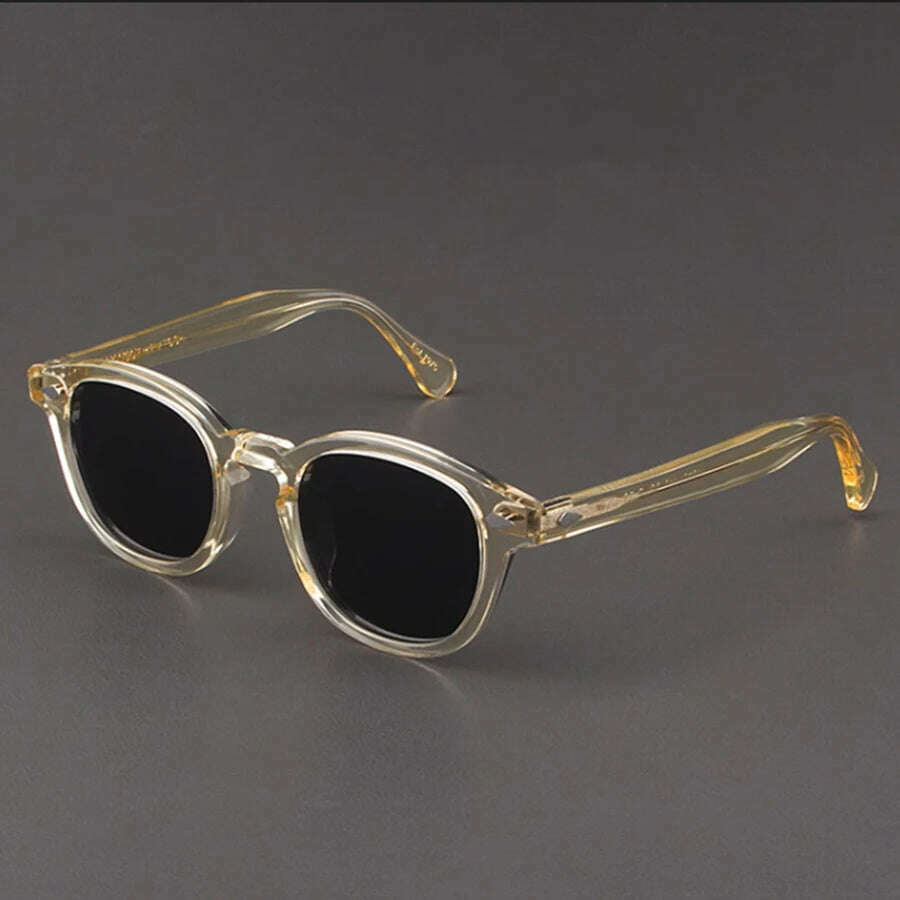 KIMLUD, Men's Sunglasses Lemtosh Woman Johnny Depp Polarized Sun Glasses Acetate Frame Luxury Brand Vintage Driver's Shade, yellow-gray / Size 44mm with box, KIMLUD Womens Clothes