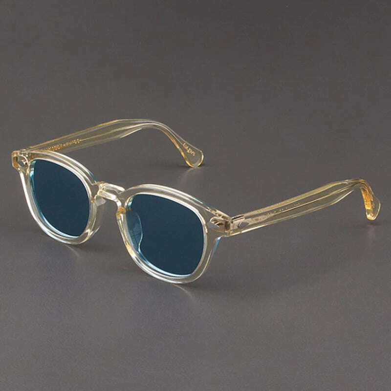 KIMLUD, Men's Sunglasses Lemtosh Woman Johnny Depp Polarized Sun Glasses Acetate Frame Luxury Brand Vintage Driver's Shade, yellow-blue / Size 44mm with box, KIMLUD Womens Clothes