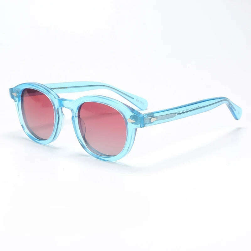 KIMLUD, Men's Sunglasses Lemtosh Woman Johnny Depp Polarized Sun Glasses Acetate Frame Luxury Brand Vintage Driver's Shade, clear blue-red / medium 46 no box, KIMLUD Womens Clothes