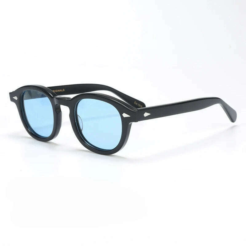 KIMLUD, Men's Sunglasses Lemtosh Woman Johnny Depp Polarized Sun Glasses Acetate Frame Luxury Brand Vintage Driver's Shade, black-blue / small 44 with box-P, KIMLUD Womens Clothes