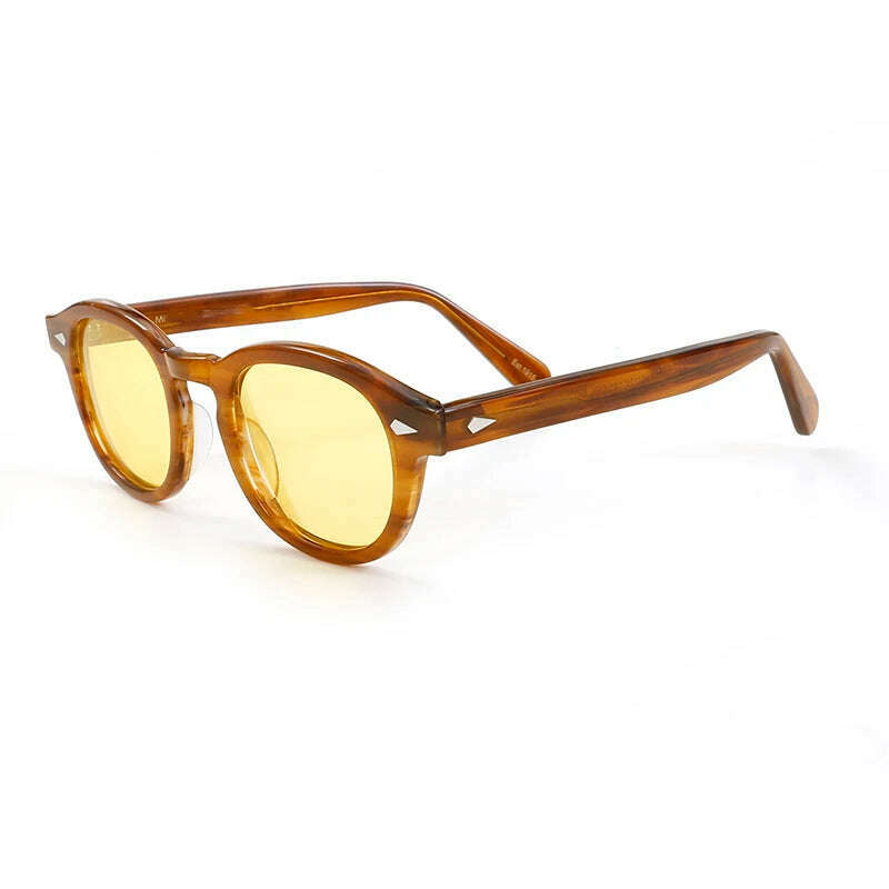 KIMLUD, Men's Sunglasses Lemtosh Woman Johnny Depp Polarized Sun Glasses Acetate Frame Luxury Brand Vintage Driver's Shade, linen-yellow / medium 46 no box, KIMLUD Womens Clothes