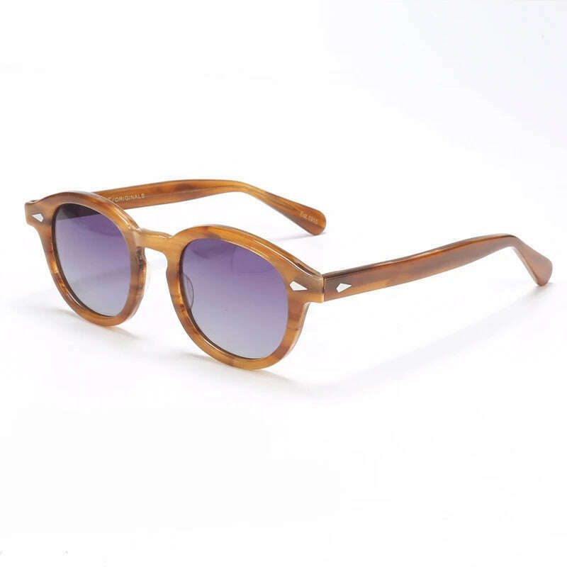KIMLUD, Men's Sunglasses Lemtosh Woman Johnny Depp Polarized Sun Glasses Acetate Frame Luxury Brand Vintage Driver's Shade, linen-purple / large 49 with box-P, KIMLUD Womens Clothes