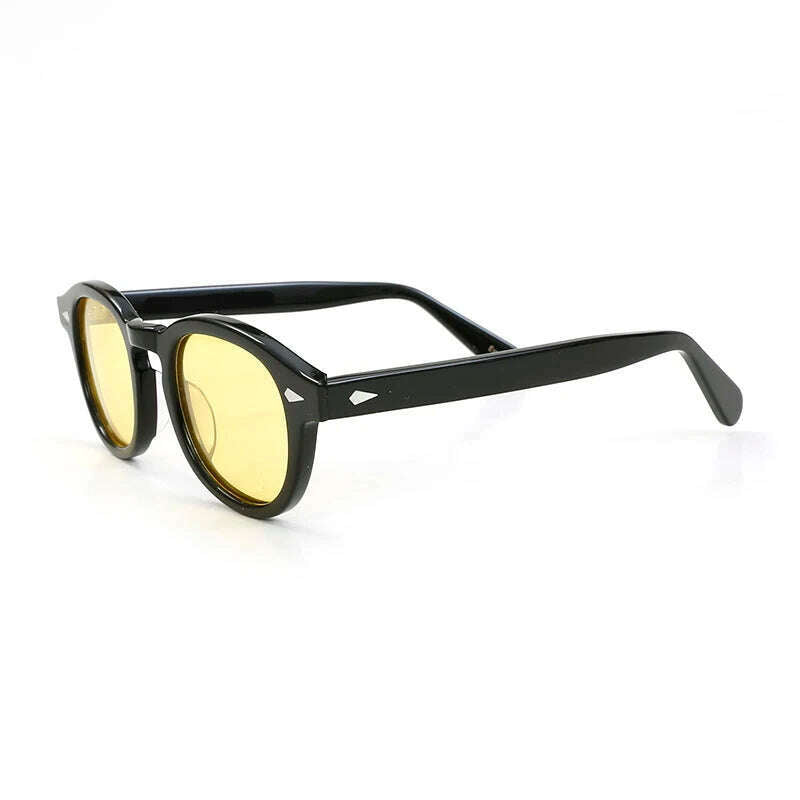 KIMLUD, Men's Sunglasses Lemtosh Woman Johnny Depp Polarized Sun Glasses Acetate Frame Luxury Brand Vintage Driver's Shade, black-yellow / large 49 with box-P, KIMLUD Womens Clothes