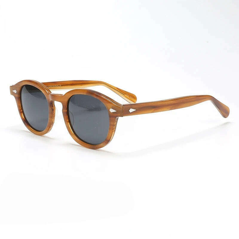 KIMLUD, Men's Sunglasses Lemtosh Woman Johnny Depp Polarized Sun Glasses Acetate Frame Luxury Brand Vintage Driver's Shade, linen-gray / large 49 with box-P, KIMLUD Womens Clothes