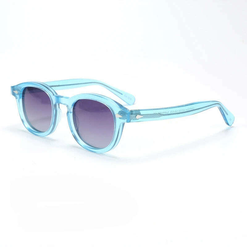 KIMLUD, Men's Sunglasses Lemtosh Woman Johnny Depp Polarized Sun Glasses Acetate Frame Luxury Brand Vintage Driver's Shade, clear blue-purple / large 49 with box-P, KIMLUD Womens Clothes