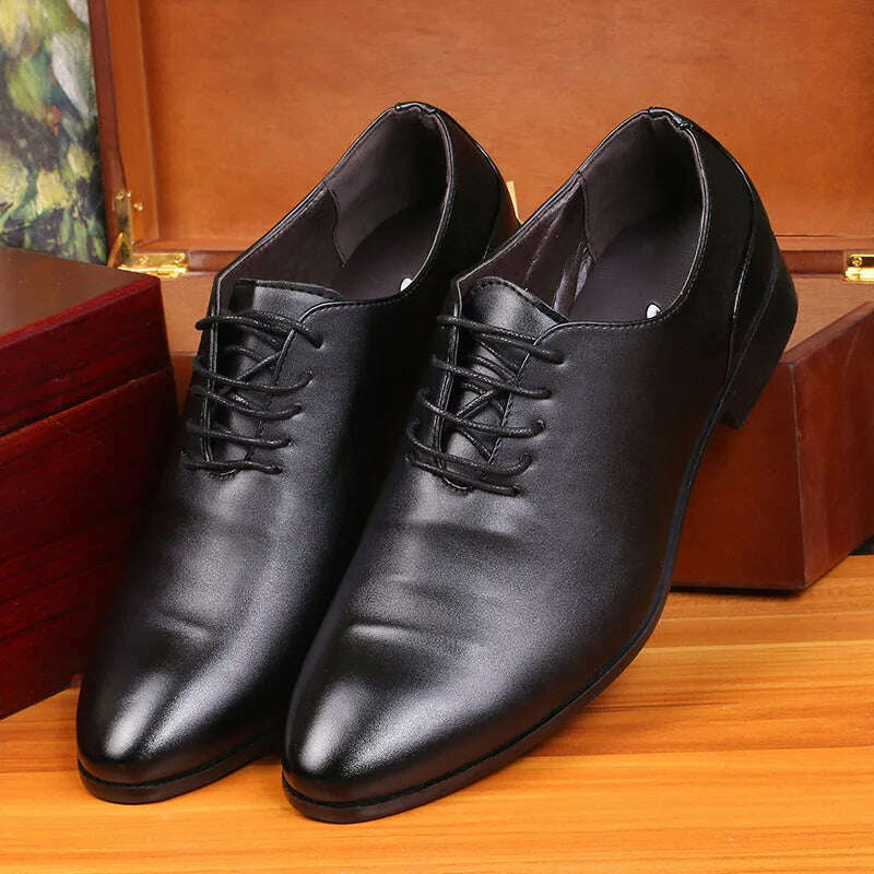 KIMLUD, Men's White Dress Shoes Leather Oxford Style for Wedding Formal Suit Short Boots Eye-Catching Design, KIMLUD Womens Clothes