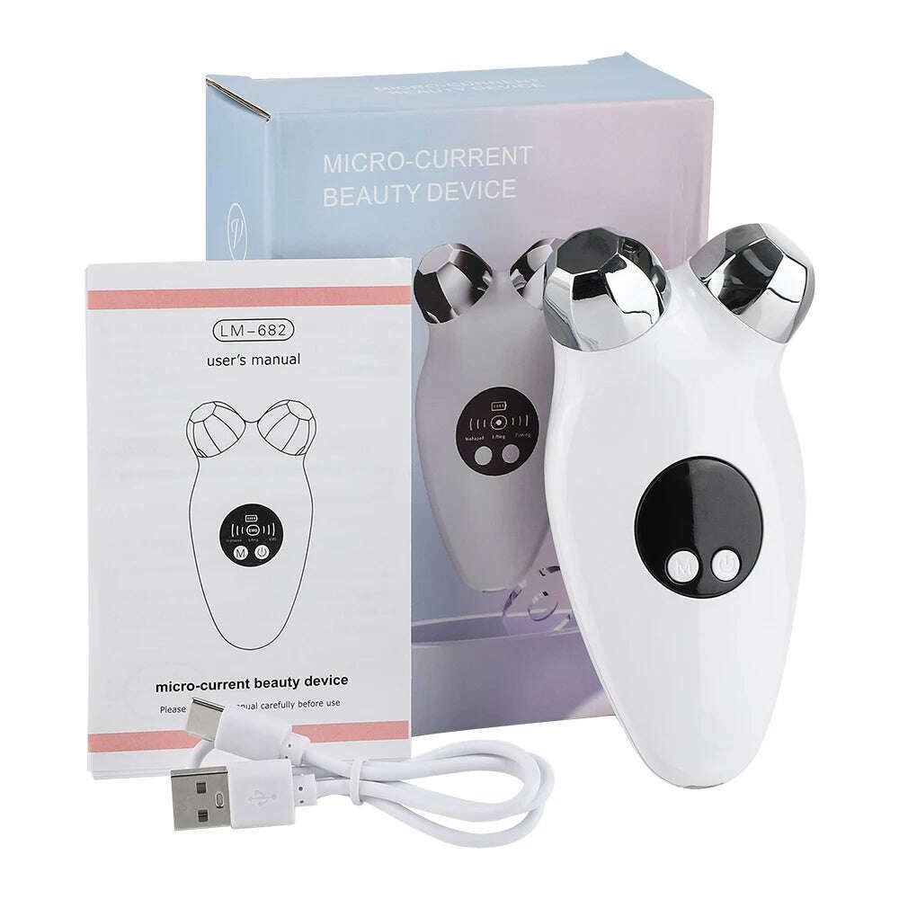 KIMLUD, Microcurrent Facial Massager Skin Tightening Device Face Lifting Warm Compress Nourish Pores Firming Skin Rejuvenation V-face, WHITE, KIMLUD APPAREL - Womens Clothes