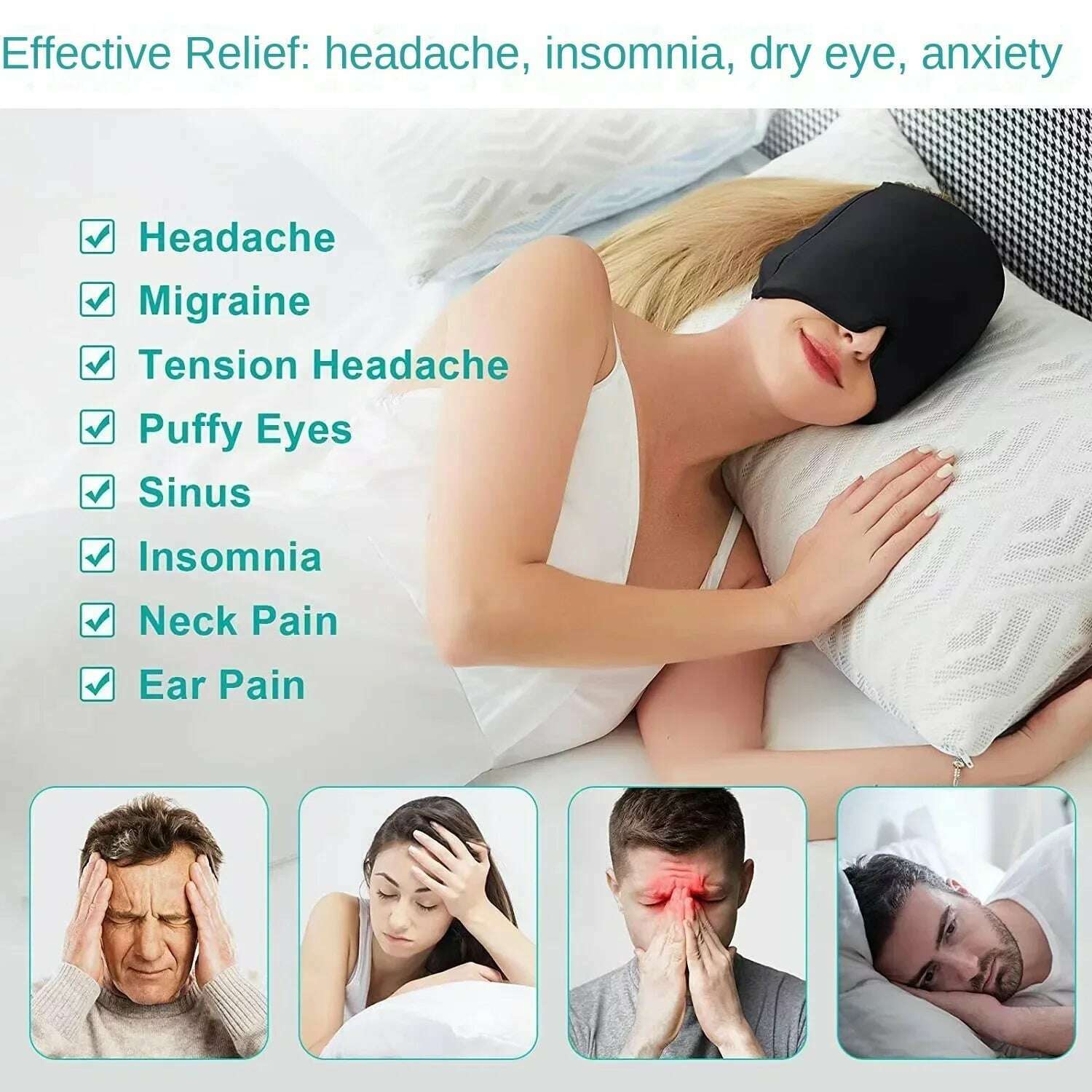 KIMLUD, Migraine Relief HatHead Massager Gel Hot Cold Therapy Headache Migraine Relief Cap For Chemo,Sinus Neck Wearable Therapy Wrap, KIMLUD Womens Clothes