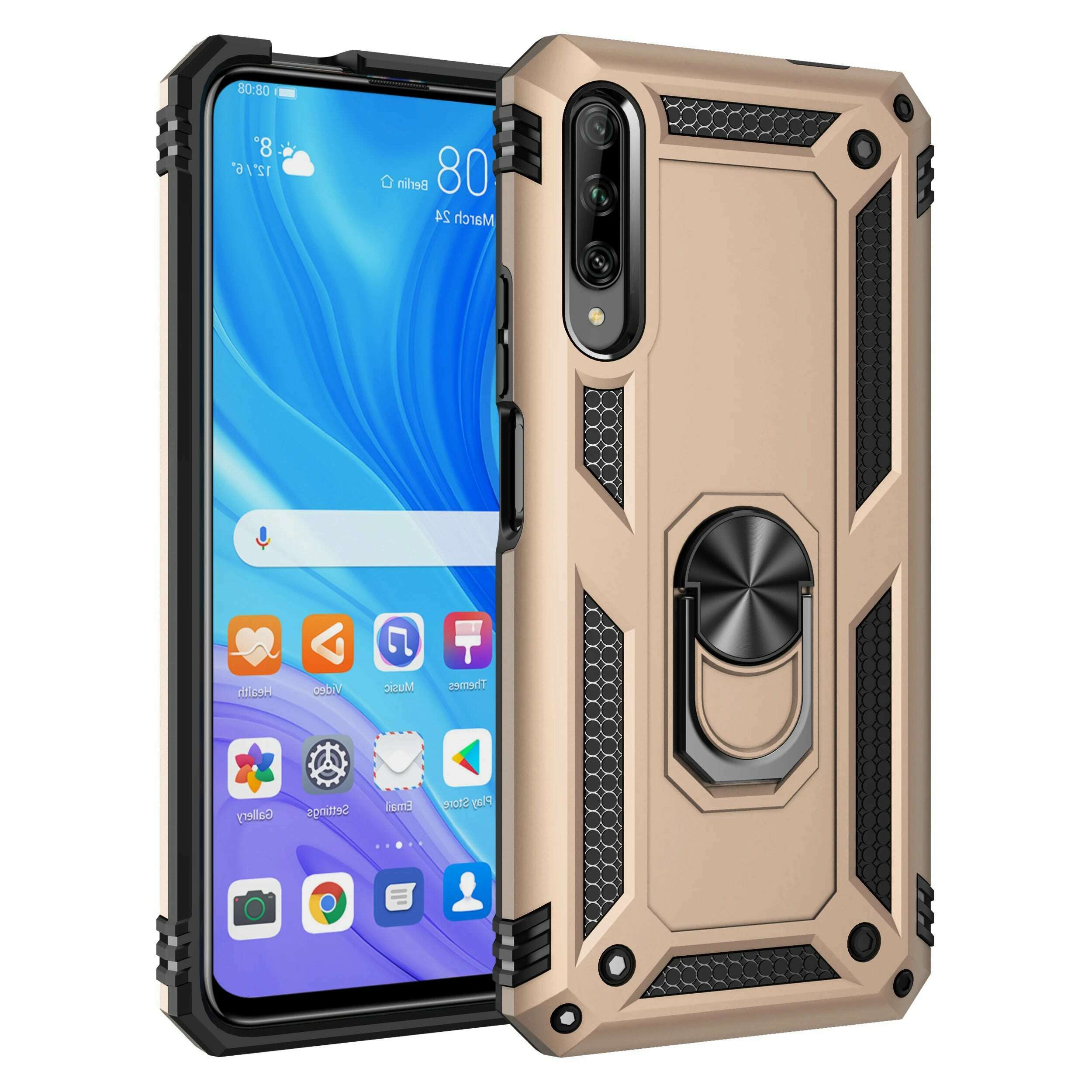 KIMLUD, Military Grade Drop Proof Protection Cover With Kickstand For Huawei Y5 Y6 Y7 Y9 2019 Y9S Y9 Prime 2019 Cover, Gold / For Y9 Prime 2019, KIMLUD APPAREL - Womens Clothes