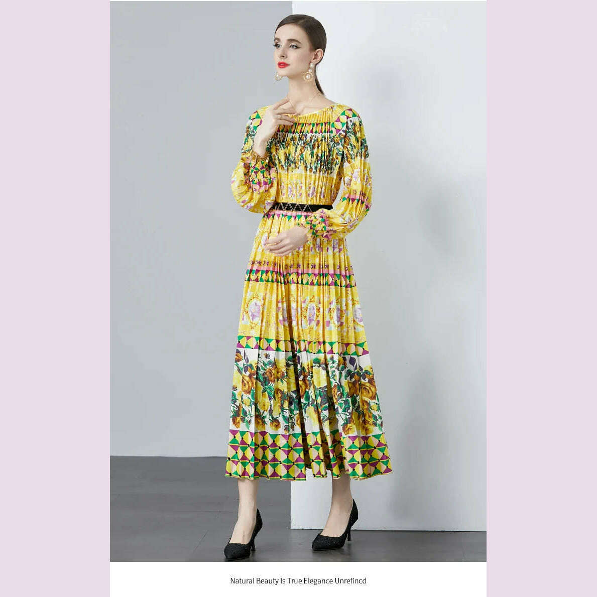 KIMLUD, Miyake Pleated 5.5 Meters Oversized Skirt, Organ Pleated Dress, High-quality Fabric, Comfortable and Versatile Printing, KIMLUD Womens Clothes