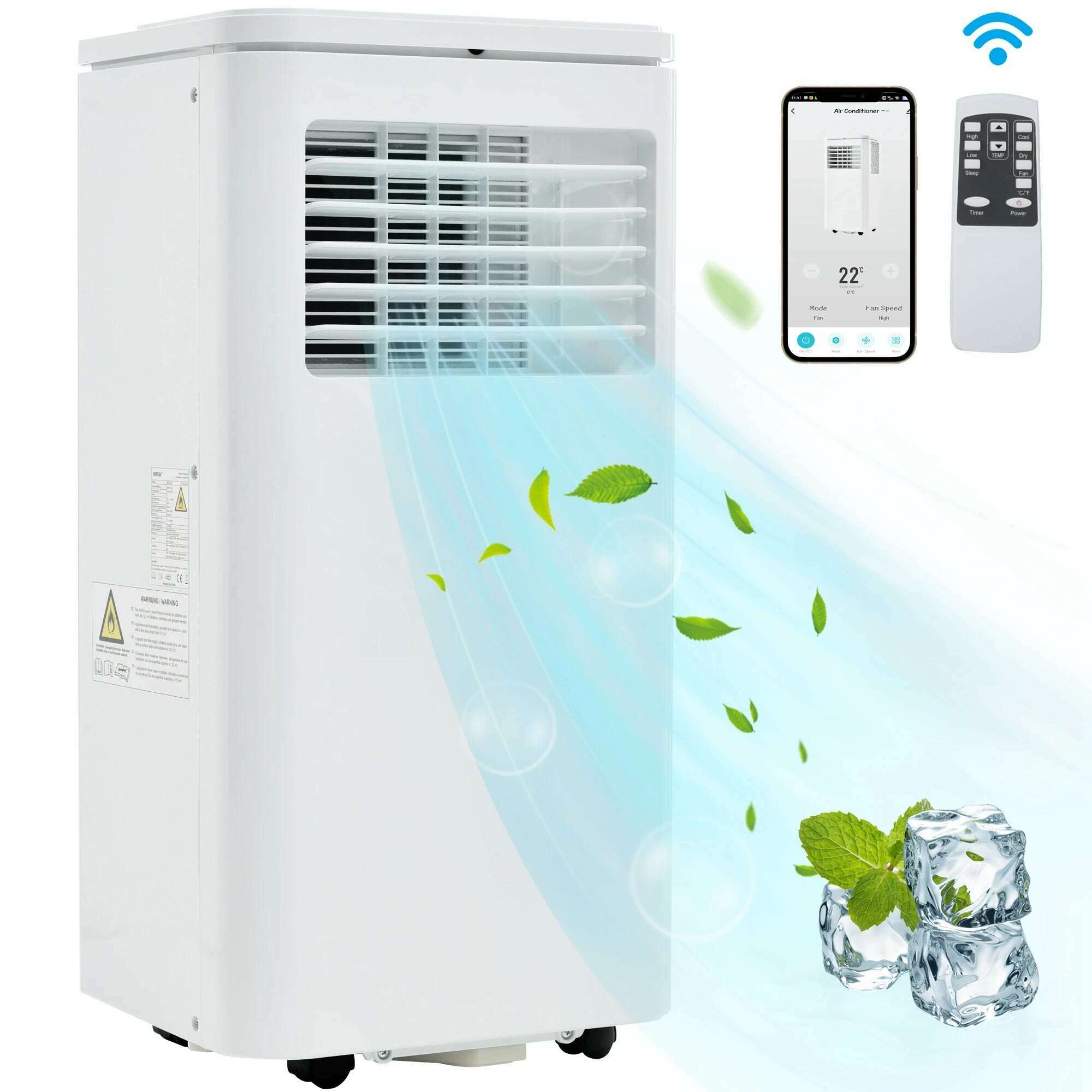 KIMLUD, Mobile air conditioner 9000 BTU/h, 2.5KW. Dehumidifier with exhaust function, remote control/APP control, KIMLUD Womens Clothes