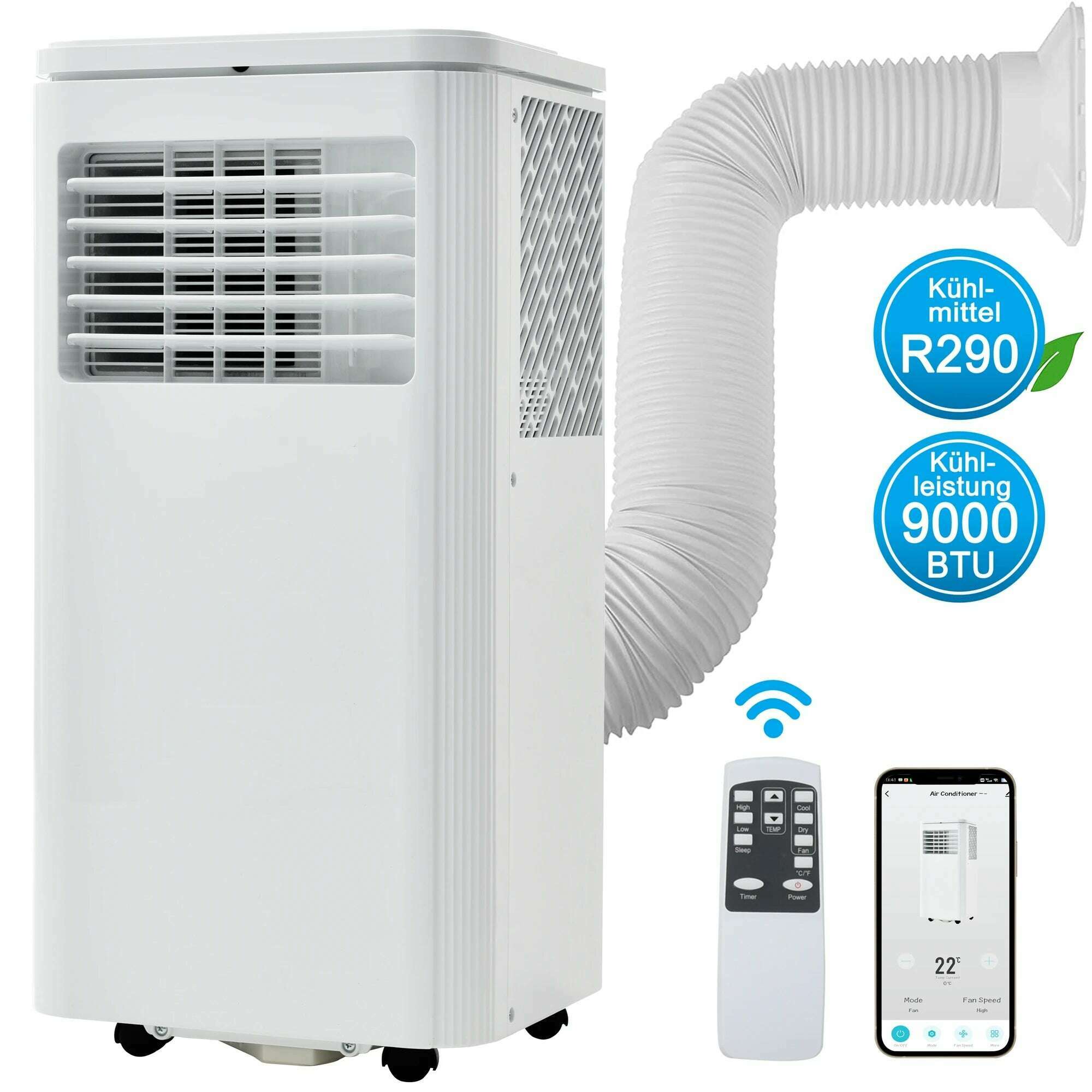 KIMLUD, Mobile air conditioner 9000 BTU/h, 2.5KW. Dehumidifier with exhaust function, remote control/APP control, KIMLUD Womens Clothes