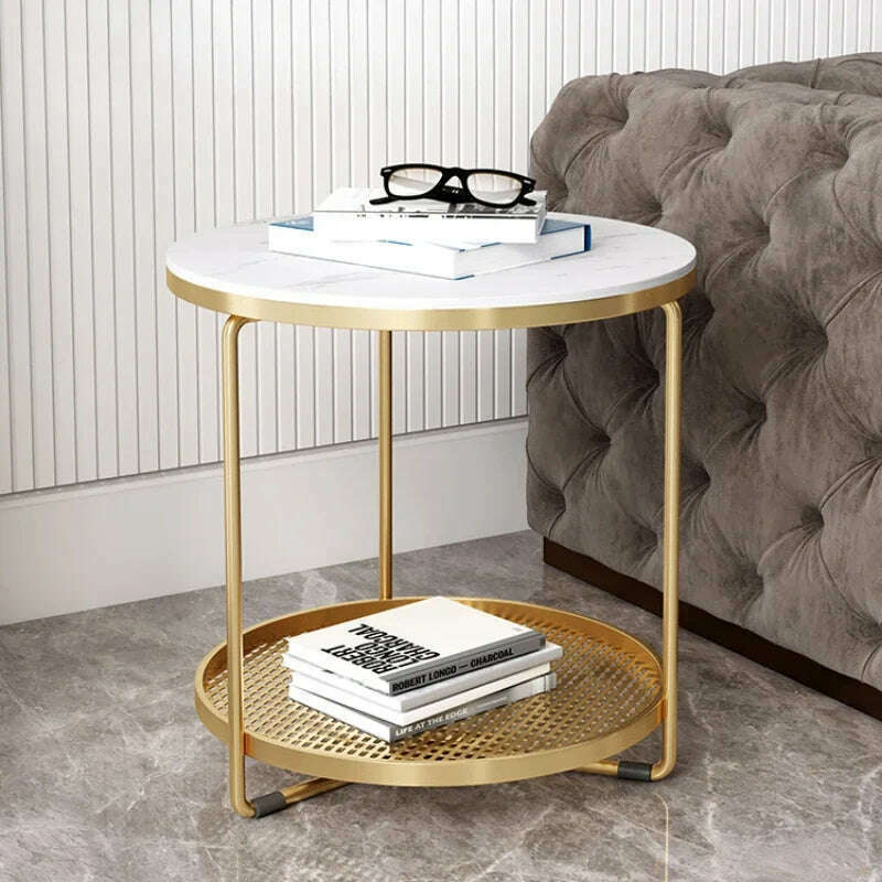 Modern Sidepiece Nordic Sofa Table Marble Side Cabinet Balcony Bedside Tea Table Light Luxury Modern Furniture - KIMLUD