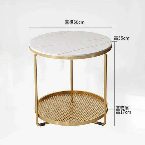 KIMLUD, Modern Sidepiece Nordic Sofa Table Marble Side Cabinet Balcony Bedside Tea Table Light Luxury Modern Furniture, White Gold, KIMLUD APPAREL - Womens Clothes