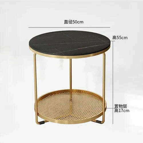 KIMLUD, Modern Sidepiece Nordic Sofa Table Marble Side Cabinet Balcony Bedside Tea Table Light Luxury Modern Furniture, Black Gold, KIMLUD APPAREL - Womens Clothes