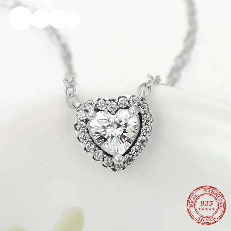 Modian 925 Sterling Silver Heart Fashion Sets For Women Charm Earrings Luxury Wedding Necklaces Engagement Statement Jewelry - KIMLUD