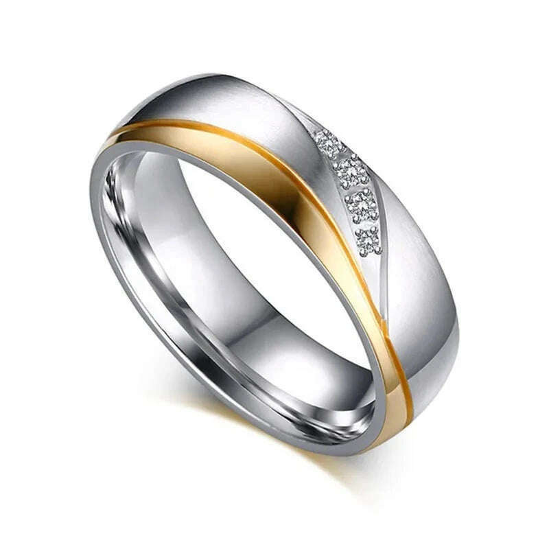 KIMLUD, Modyle 2023 New Fashion Gold-color Rings For Women Man Wedding Ring 316l Stainless Steel Promise Jewelry, KIMLUD Womens Clothes