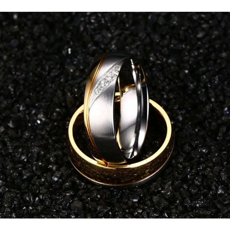 Modyle 2023 New Fashion Gold-color Rings For Women Man Wedding Ring 316l Stainless Steel Promise Jewelry - KIMLUD