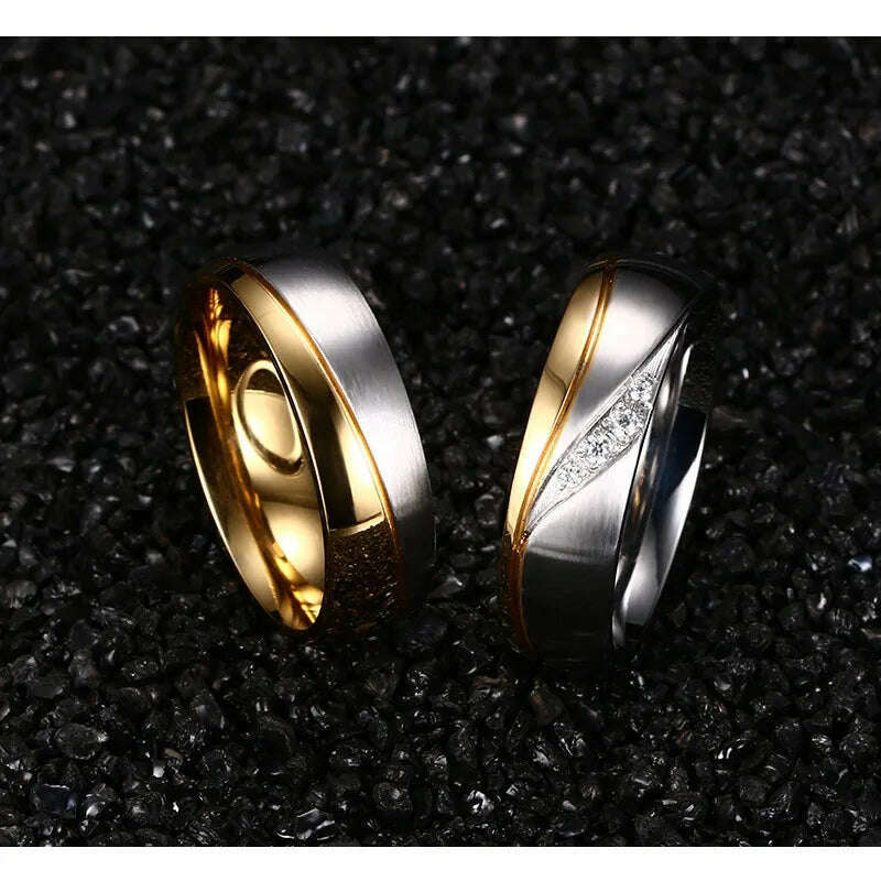 Modyle 2023 New Fashion Gold-color Rings For Women Man Wedding Ring 316l Stainless Steel Promise Jewelry - KIMLUD