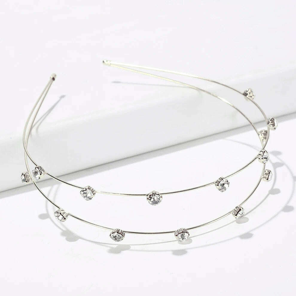 KIMLUD, Molans New Fashion Gold Sliver Metal Hairband For Women Wedding Hair Accessories Tiara Rhinestones Pearl Headband Girls Headwear, RY9712-A, KIMLUD APPAREL - Womens Clothes