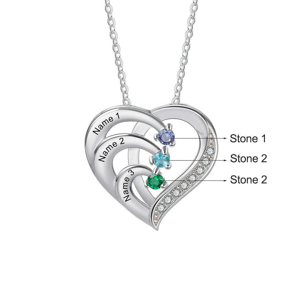 KIMLUD, Mother's Day Personalize Heart Necklace 925 Sterling Sliver Jewelry Custom Name Birthstone Promise Anniversary Gift for Women, KIMLUD Womens Clothes