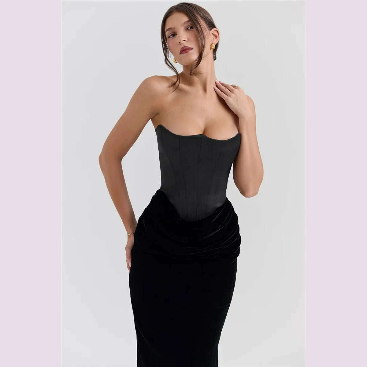 KIMLUD, Mozision Off-shoulder Strapless Sexy Maxi Dress For Women Elegant Sleeveless Backless Bodycon Club Party Evening Long Dress, KIMLUD Womens Clothes