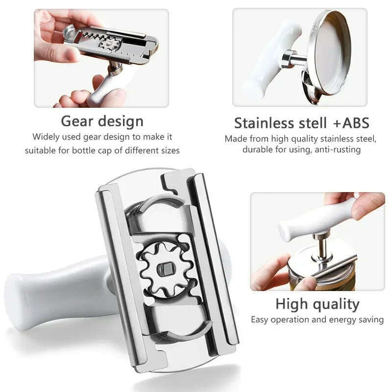 KIMLUD, Multi-function Bottle Cap Opener Stainless Steel Adjustable Lids Off Jar Opener Labor-saving Screw Can Opener for Kitchen Gadget, KIMLUD Womens Clothes