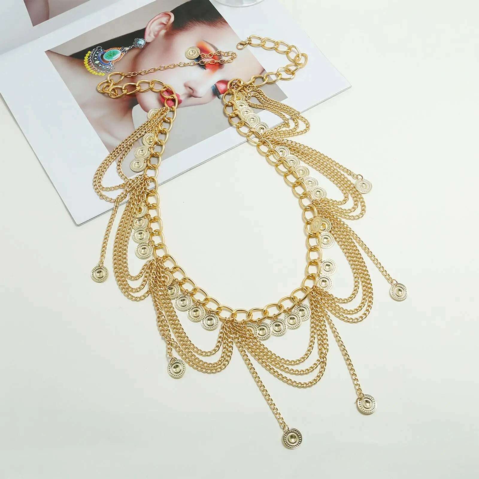 Multi Waist Chain/ Jewelry /Long /Gift /Punk /Boho Golden Coin Tassel Pendant Fashion Zinc Alloy Belly Party Girls - KIMLUD