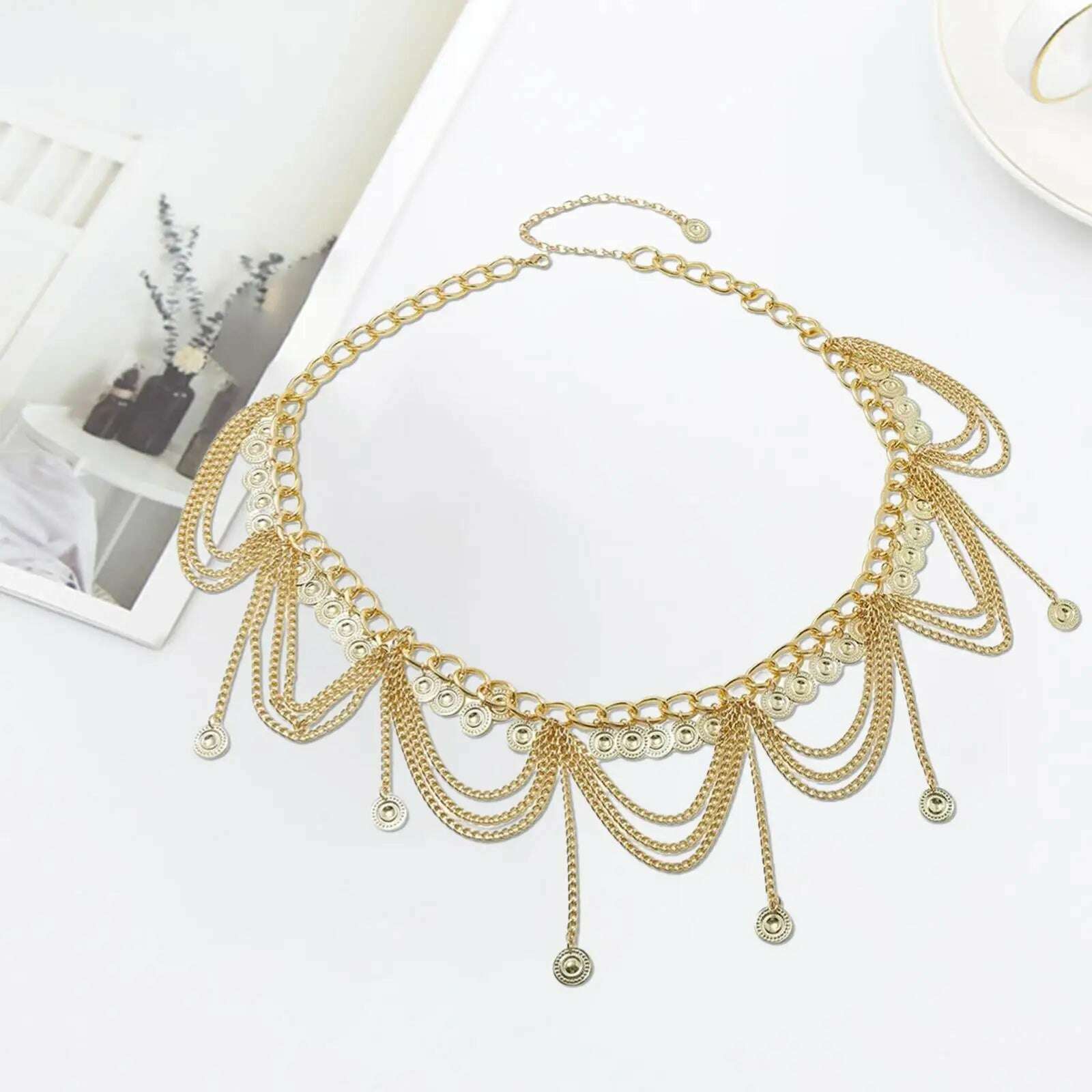 Multi Waist Chain/ Jewelry /Long /Gift /Punk /Boho Golden Coin Tassel Pendant Fashion Zinc Alloy Belly Party Girls - KIMLUD