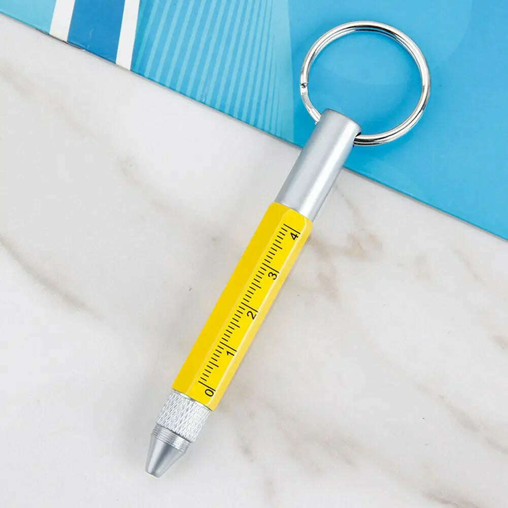 KIMLUD, Multifunction Tool Pen Six-in-One Metal Pen Screwdriver Hexagonal Touch Screen Carabiner Small Scale Ballpoint Pen, KIMLUD Womens Clothes