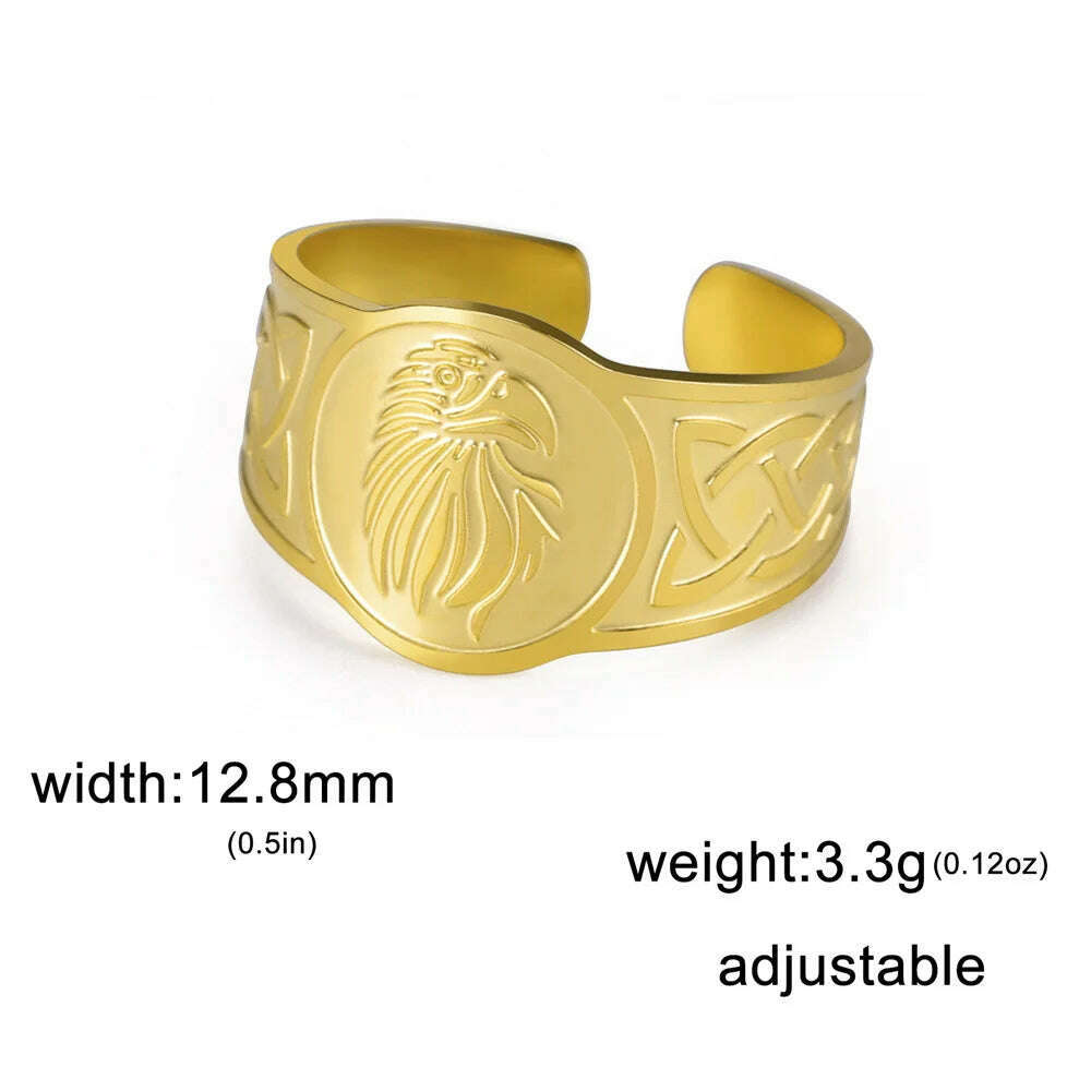 KIMLUD, My Shape Lion Rings for Men Punk Celtics Knot Animals Resizable Stainless Steel Finger Ring Nordic Vintage Jewelry Amulet Gifts, B Gold Color, KIMLUD APPAREL - Womens Clothes