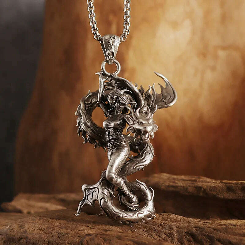 KIMLUD, Mythical Unicorn Pegasus Wings Pendant Horse Constellation Necklace Men and Women Trend Jewelry Couple Gift, AL19719-Silver, KIMLUD APPAREL - Womens Clothes