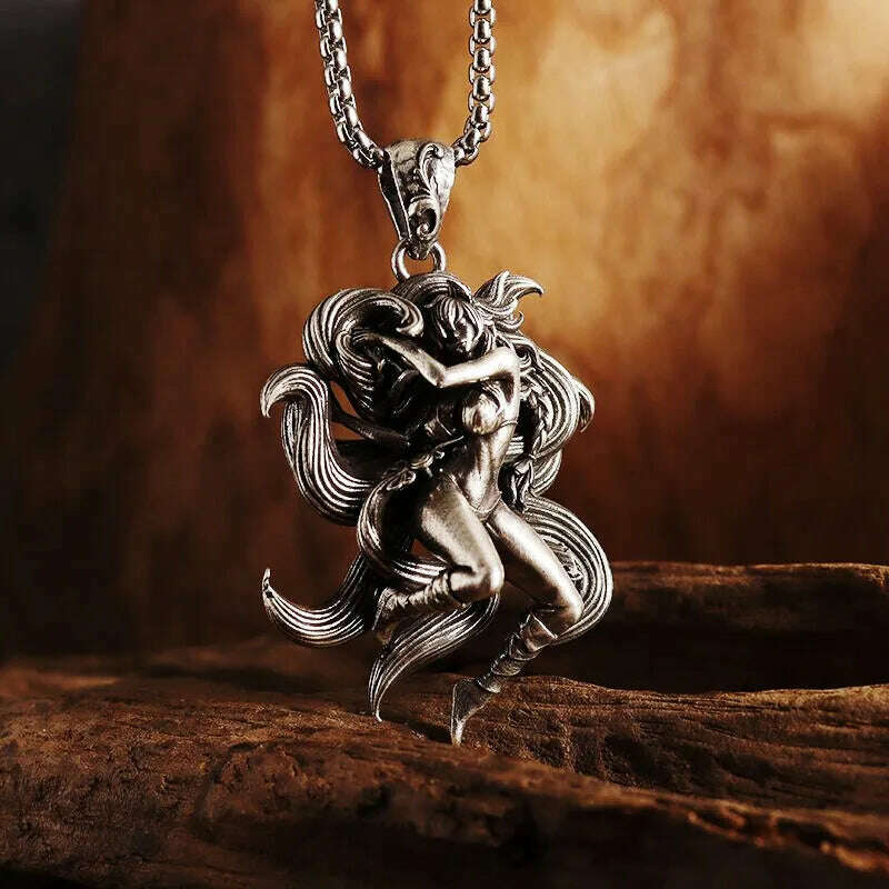 KIMLUD, Mythical Unicorn Pegasus Wings Pendant Horse Constellation Necklace Men and Women Trend Jewelry Couple Gift, AL19583-Silver, KIMLUD APPAREL - Womens Clothes