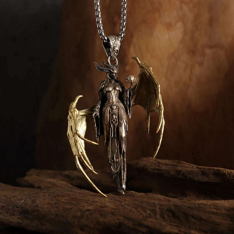 KIMLUD, Mythical Unicorn Pegasus Wings Pendant Horse Constellation Necklace Men and Women Trend Jewelry Couple Gift, AL19641-Gold, KIMLUD APPAREL - Womens Clothes