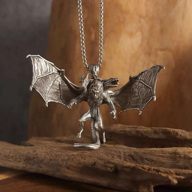 KIMLUD, Mythical Unicorn Pegasus Wings Pendant Horse Constellation Necklace Men and Women Trend Jewelry Couple Gift, AL19696-Silver, KIMLUD APPAREL - Womens Clothes