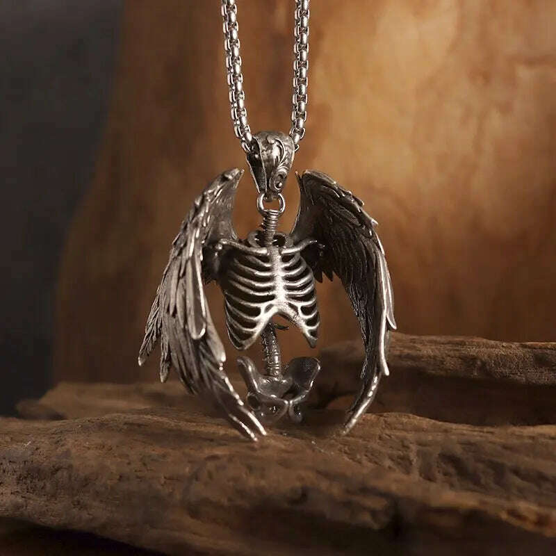 KIMLUD, Mythical Unicorn Pegasus Wings Pendant Horse Constellation Necklace Men and Women Trend Jewelry Couple Gift, AL19705 -Silver, KIMLUD APPAREL - Womens Clothes