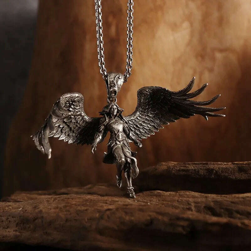 KIMLUD, Mythical Unicorn Pegasus Wings Pendant Horse Constellation Necklace Men and Women Trend Jewelry Couple Gift, AL19584-silver, KIMLUD APPAREL - Womens Clothes