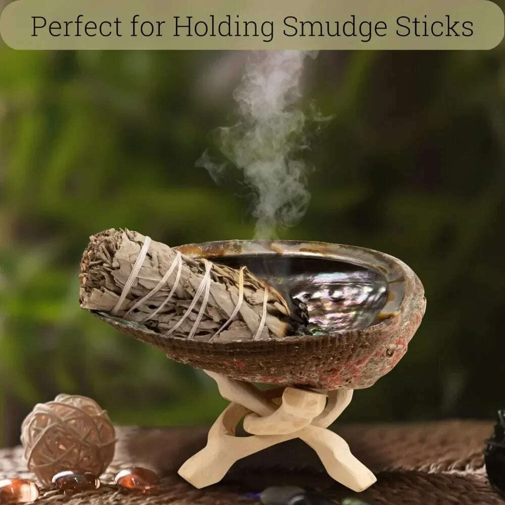 KIMLUD, Natural Abalone Shell Large with Wooden Stand Incense Holder and Sage Smudge Bowl for Cleansing Smudging Meditation Palo Santo, KIMLUD Womens Clothes