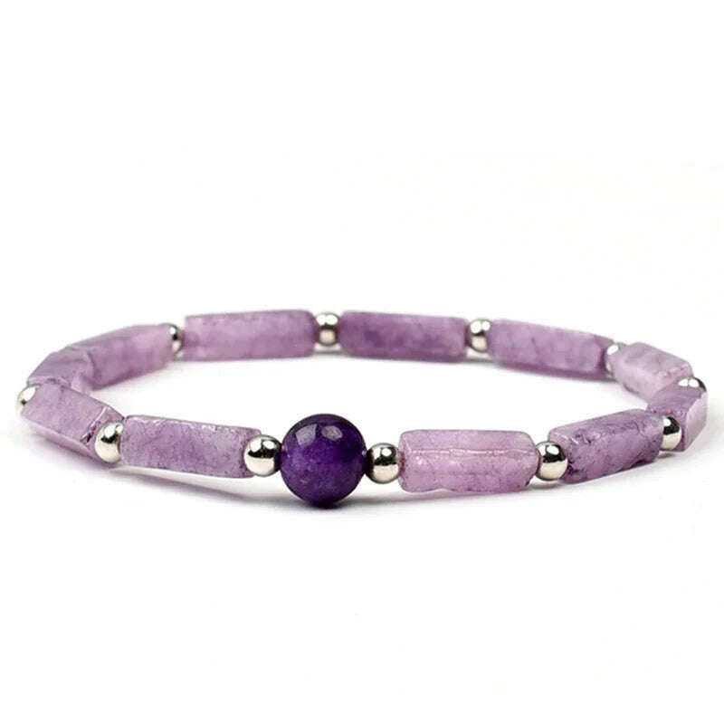 KIMLUD, Natural Amethyst Body-purify Slimming Bracelet Stone Energy Yoga Bracelets for Women Weight Loss Bracelet Fatigue Relief Healing, Purple, KIMLUD APPAREL - Womens Clothes