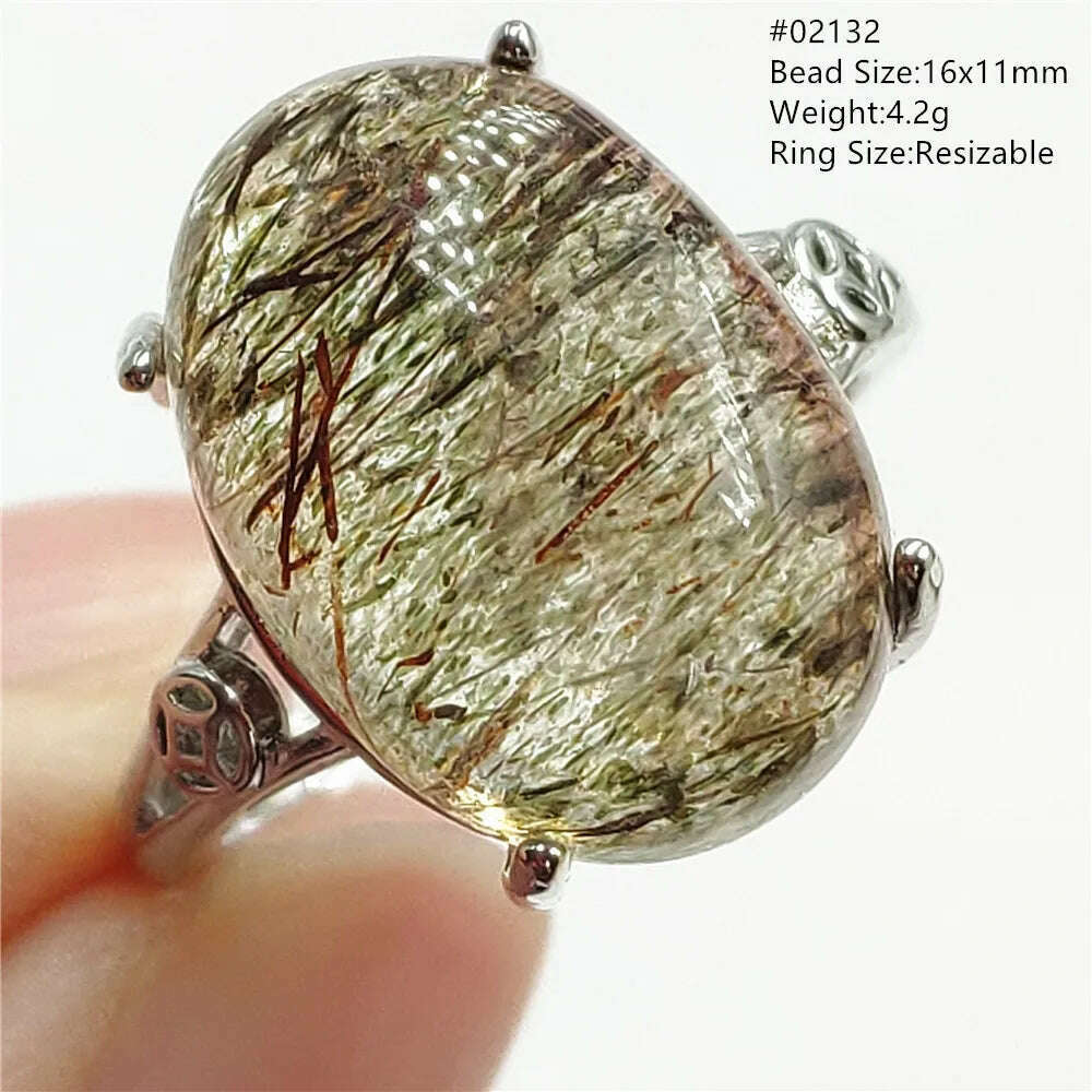 KIMLUD, Natural Black Copper Super Seven Rutilated Quartz Ring 925 Sterling Silver Lucky Jewelry Bead Adjustable Size Woman Men AAAAAA, 02132, KIMLUD APPAREL - Womens Clothes