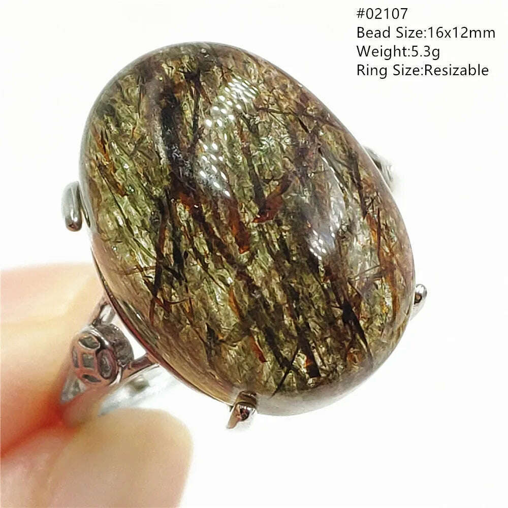 KIMLUD, Natural Black Copper Super Seven Rutilated Quartz Ring 925 Sterling Silver Lucky Jewelry Bead Adjustable Size Woman Men AAAAAA, 02107, KIMLUD APPAREL - Womens Clothes